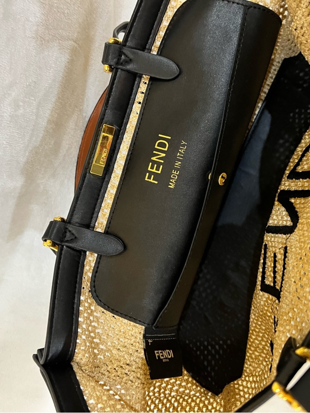 Natural Straw Tote with Black Trim - Picture 5 of 6